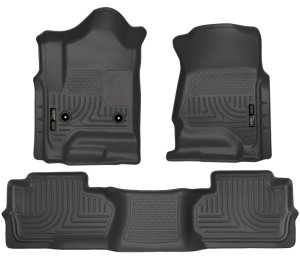 GMC Sierra Floor Mats - Front + 2nd Seat - Husky Liners - WeatherBeater - Black - 2014